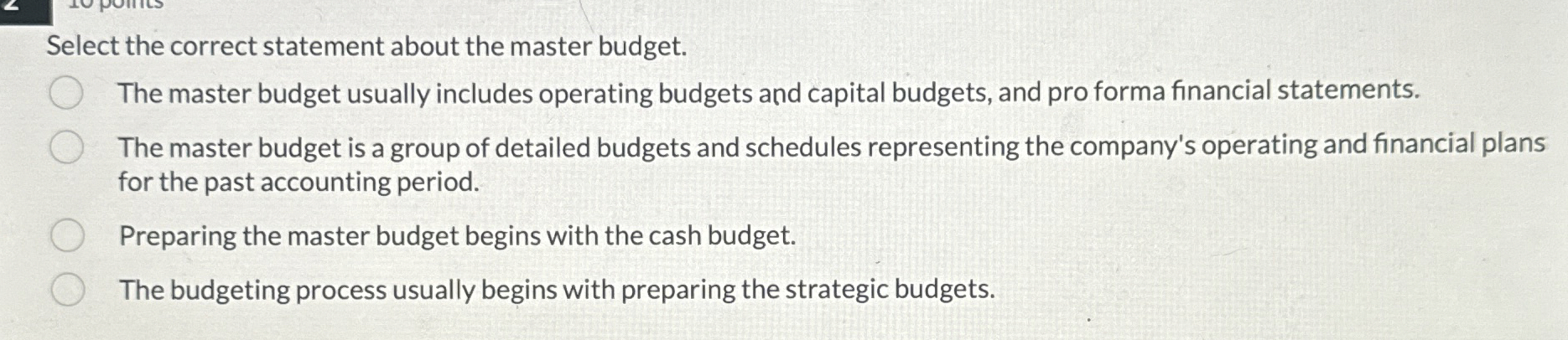 Select the correct statement about the master