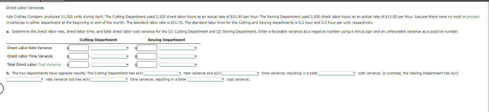 eBook Question Content Area Direct Labor