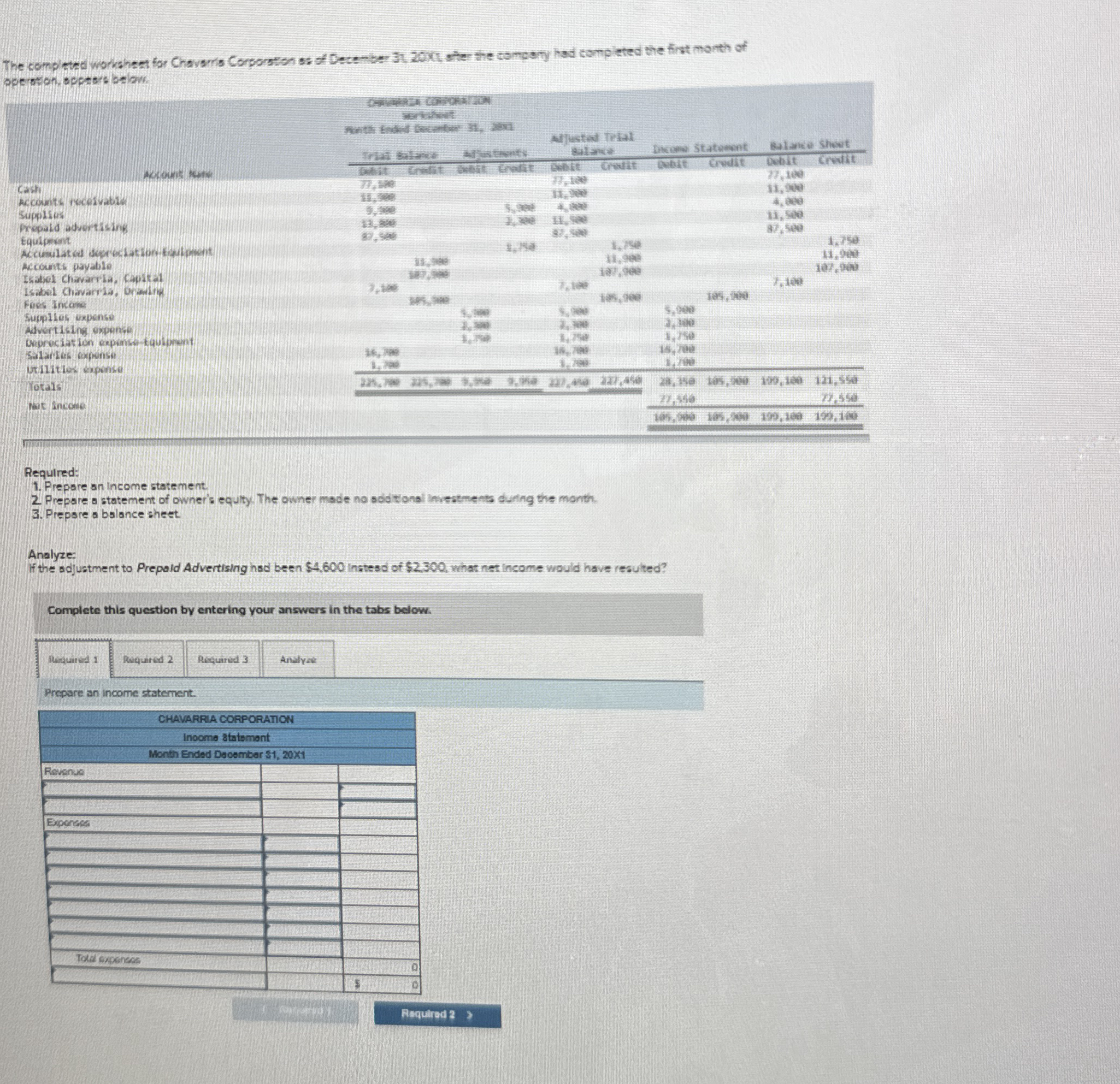 Complete it and analyze it