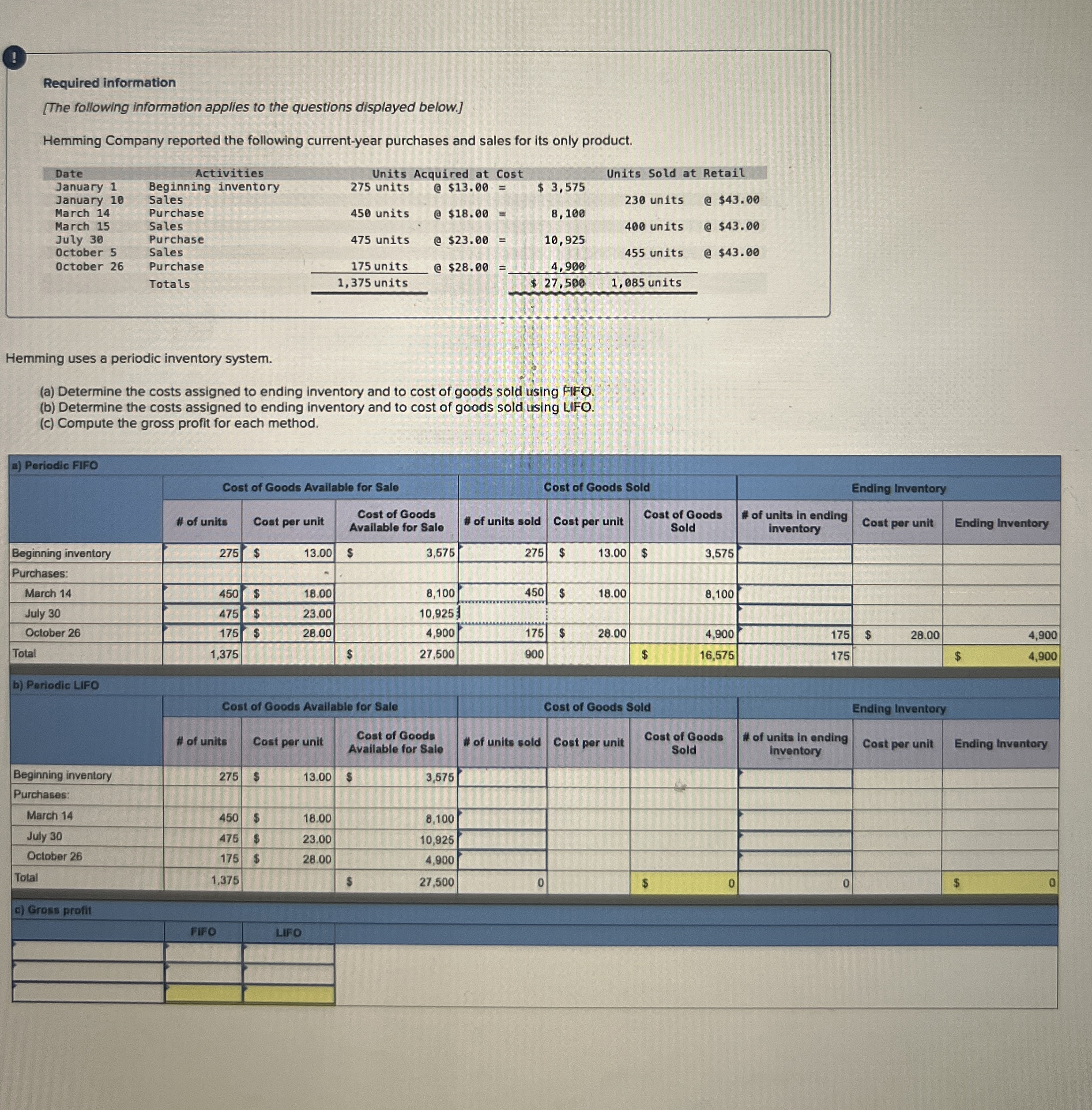 Required information [ The following information