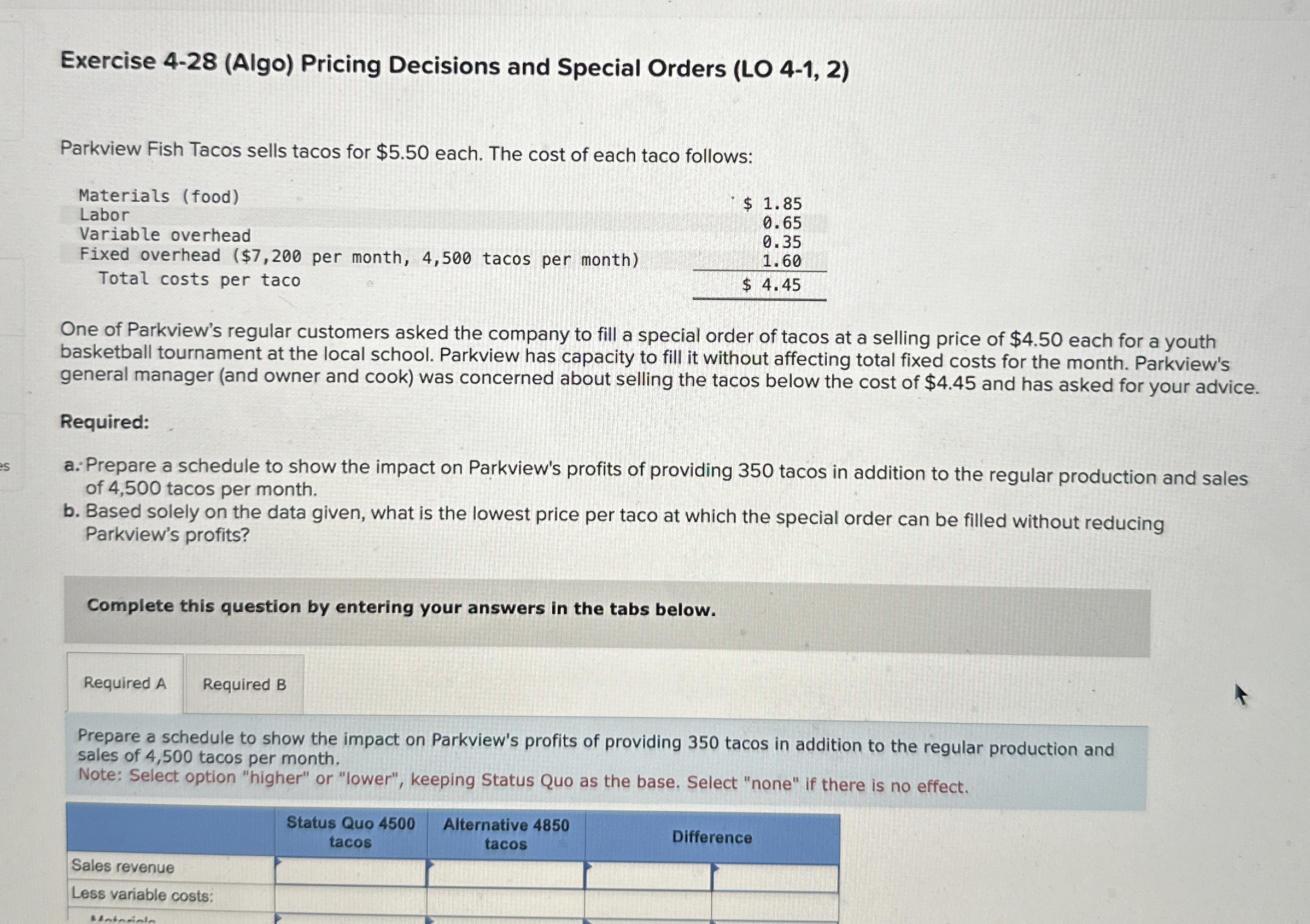 Exercise 4 - 2 8 ( Algo ) Pricing Decisions and