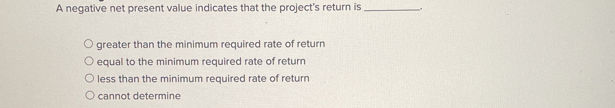 A negative net present value indicates that the