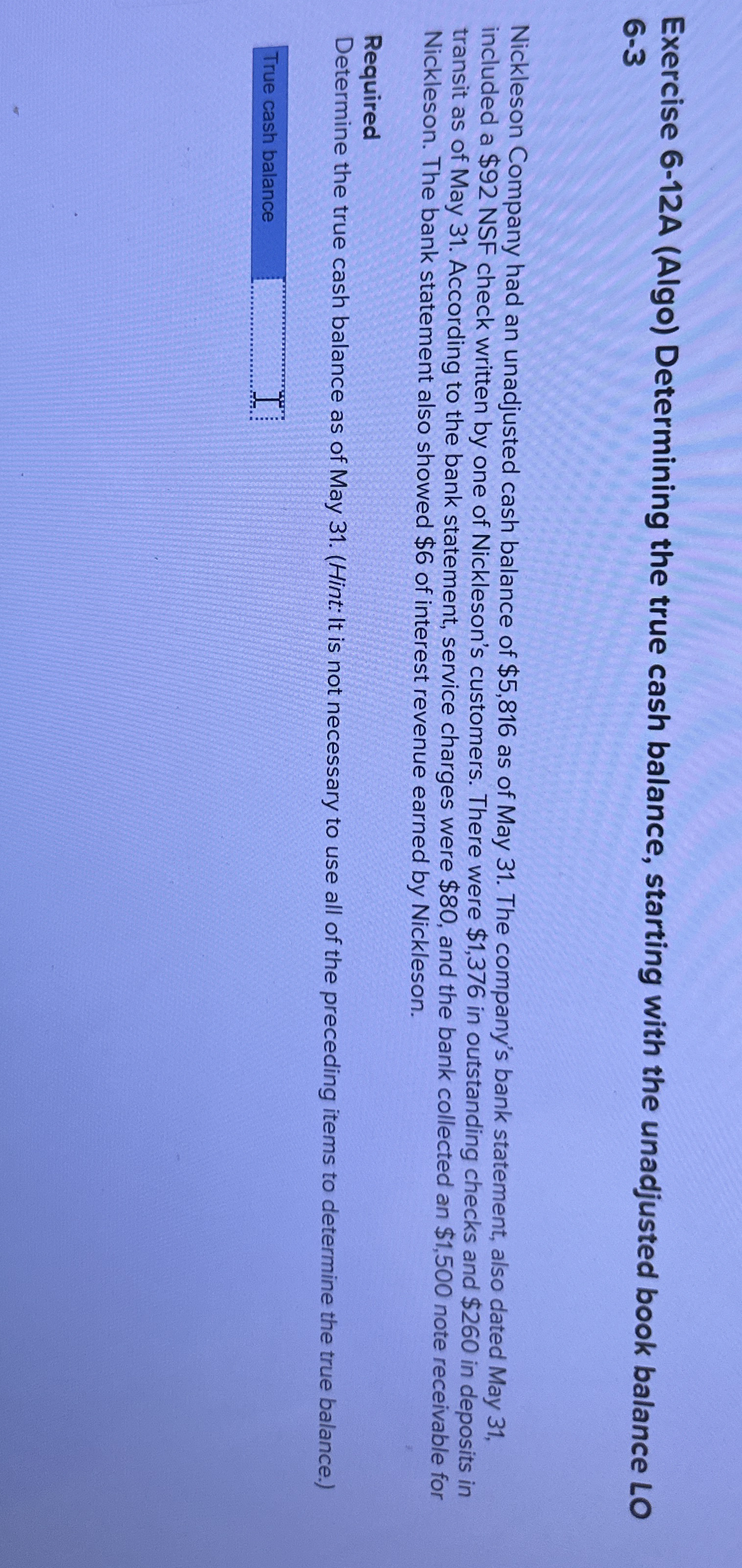 Exercise 6 - 1 2 A ( Algo ) Determining the true