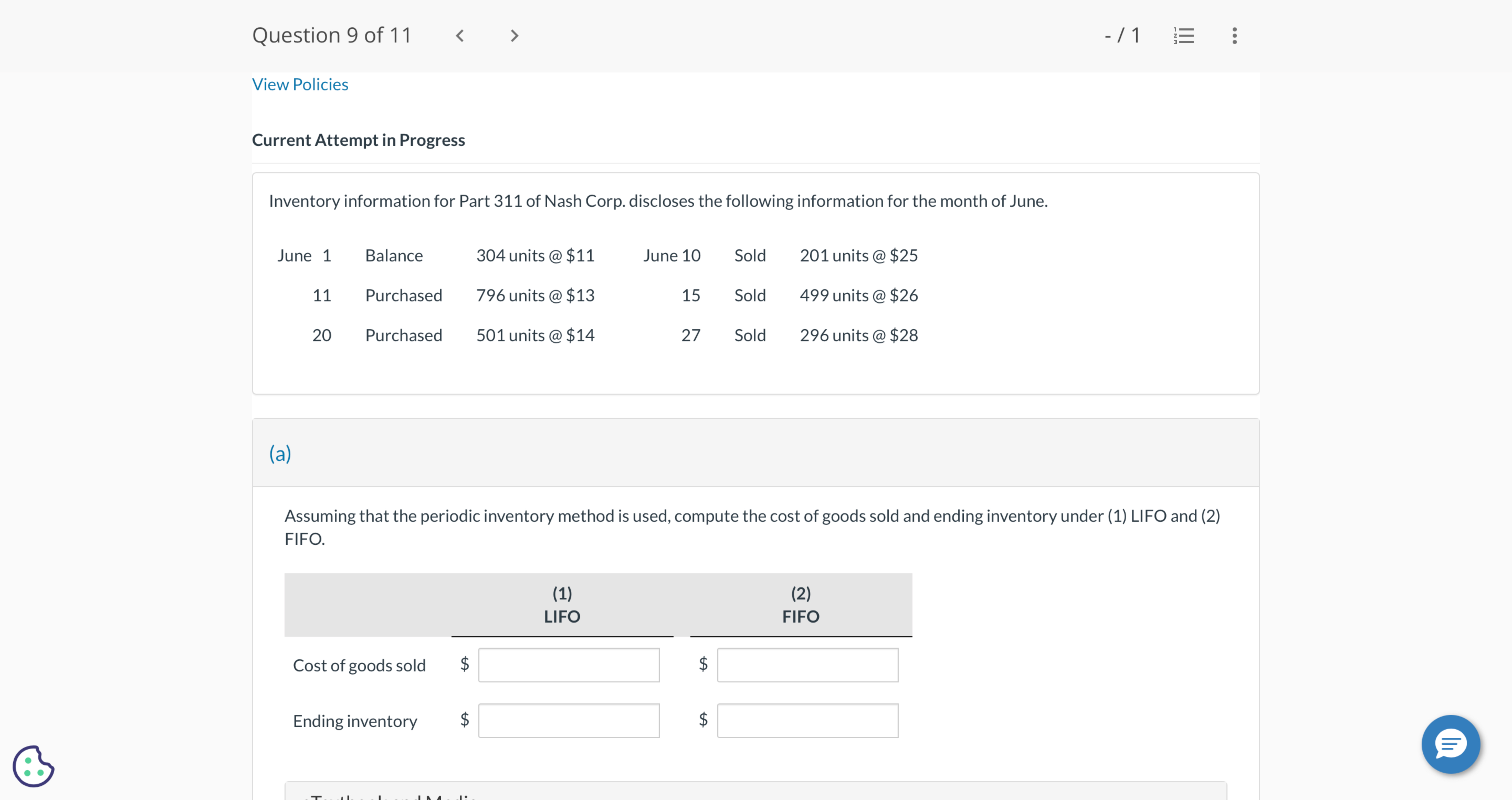 View Policies Current Attempt in Progress