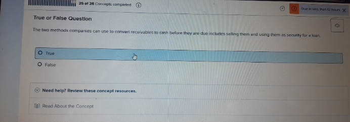 True or False Question The two methods companies