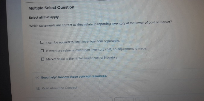 Multiple Select Question Select all that apply