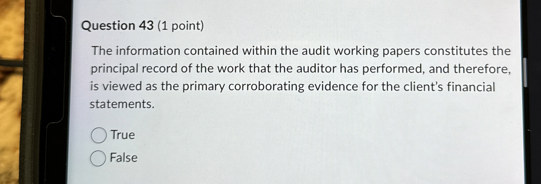 Question 4 3 ( 1 point ) The information