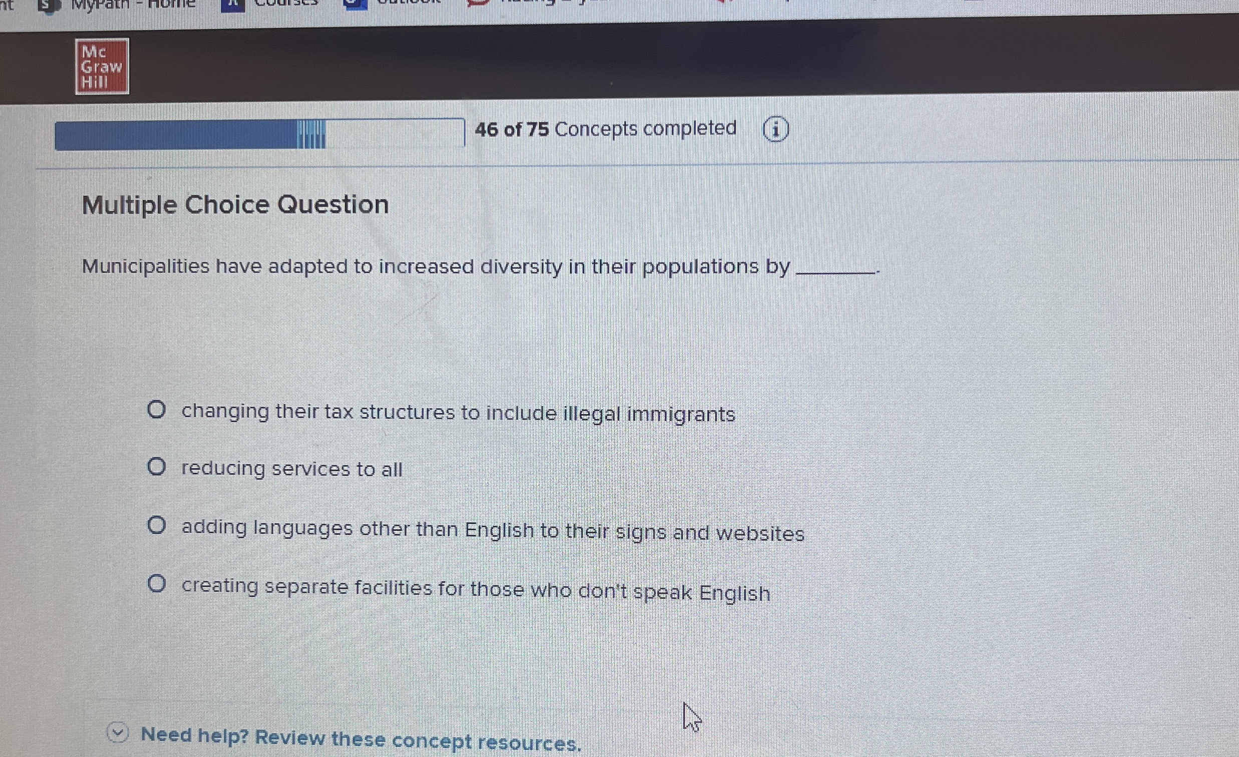Multiple Choice Question Municipalities have