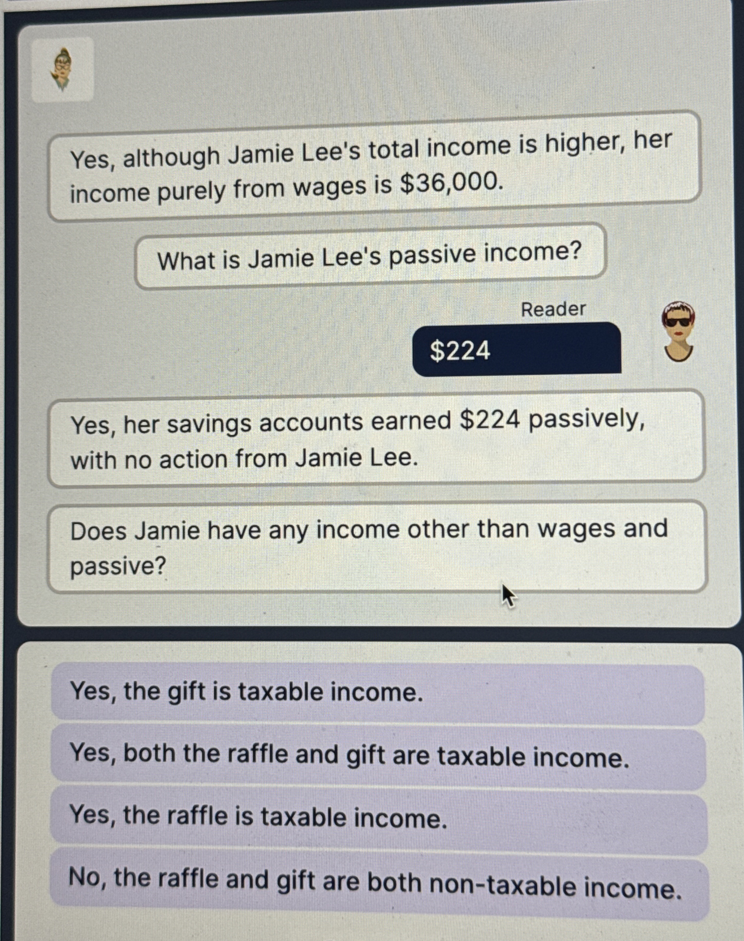 Yes, although Jamie Lee's total income is higher,