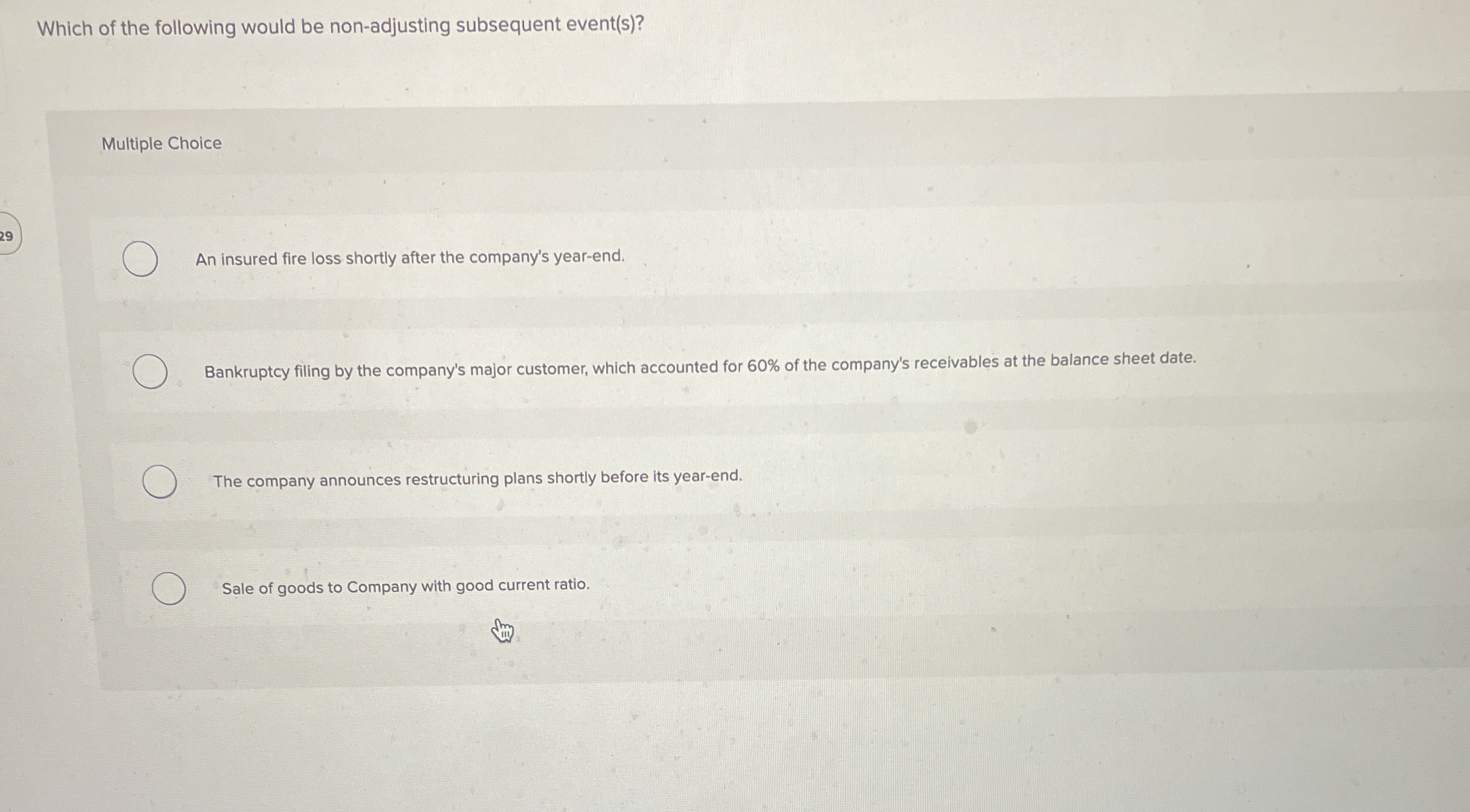 Which of the following would be non - adjusting