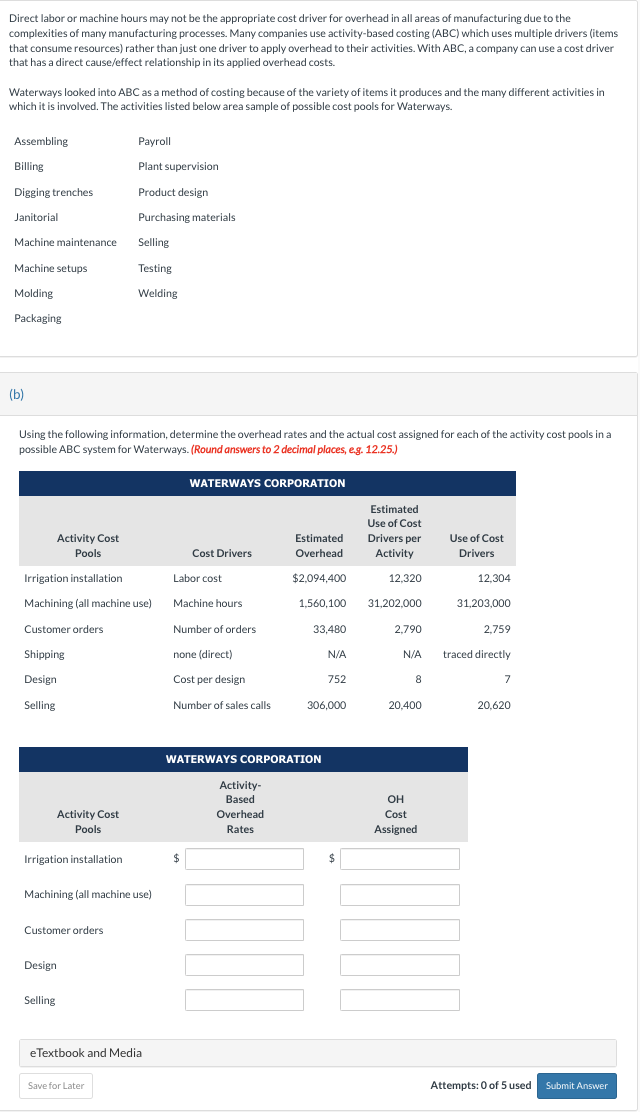 Direct labor or machine hours may not be the