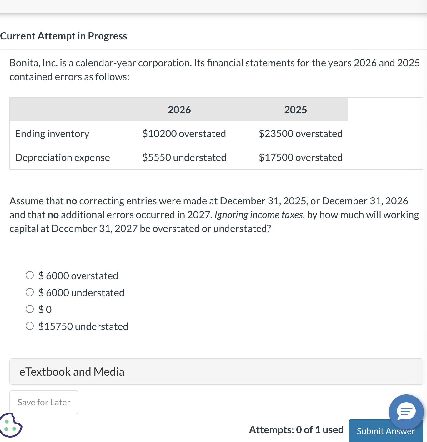Bonita, Inc. is a calendar - year corporation.