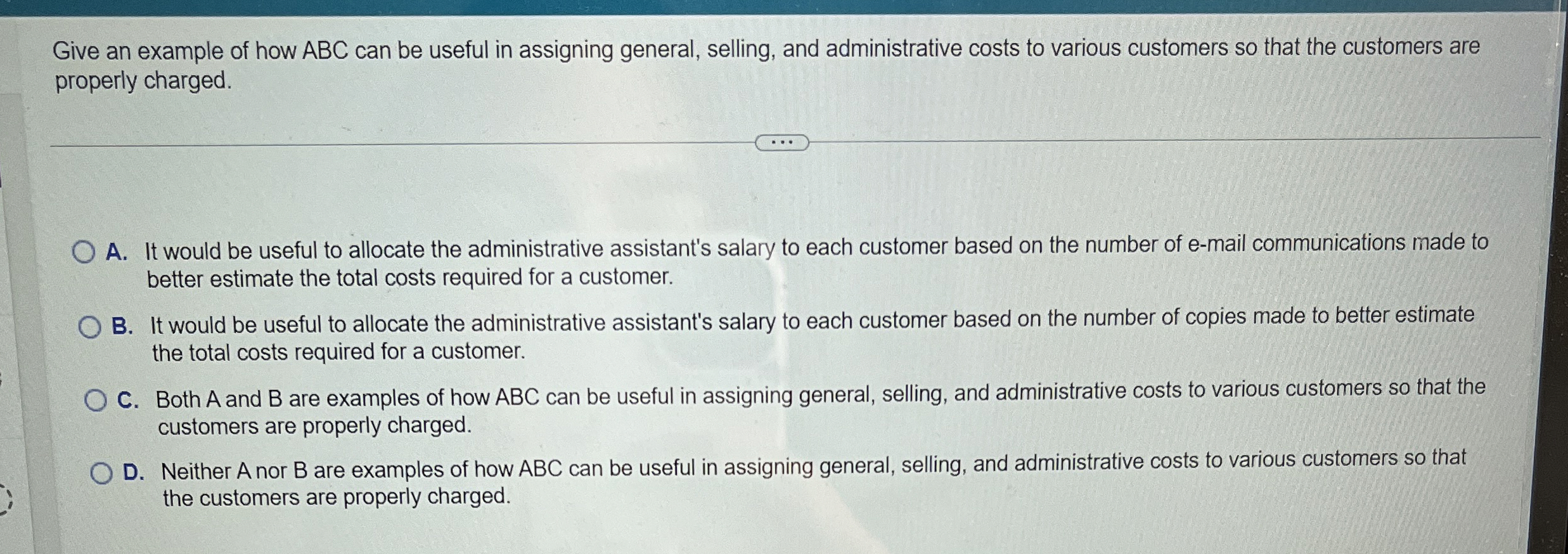 Give an example of how ABC can be useful in