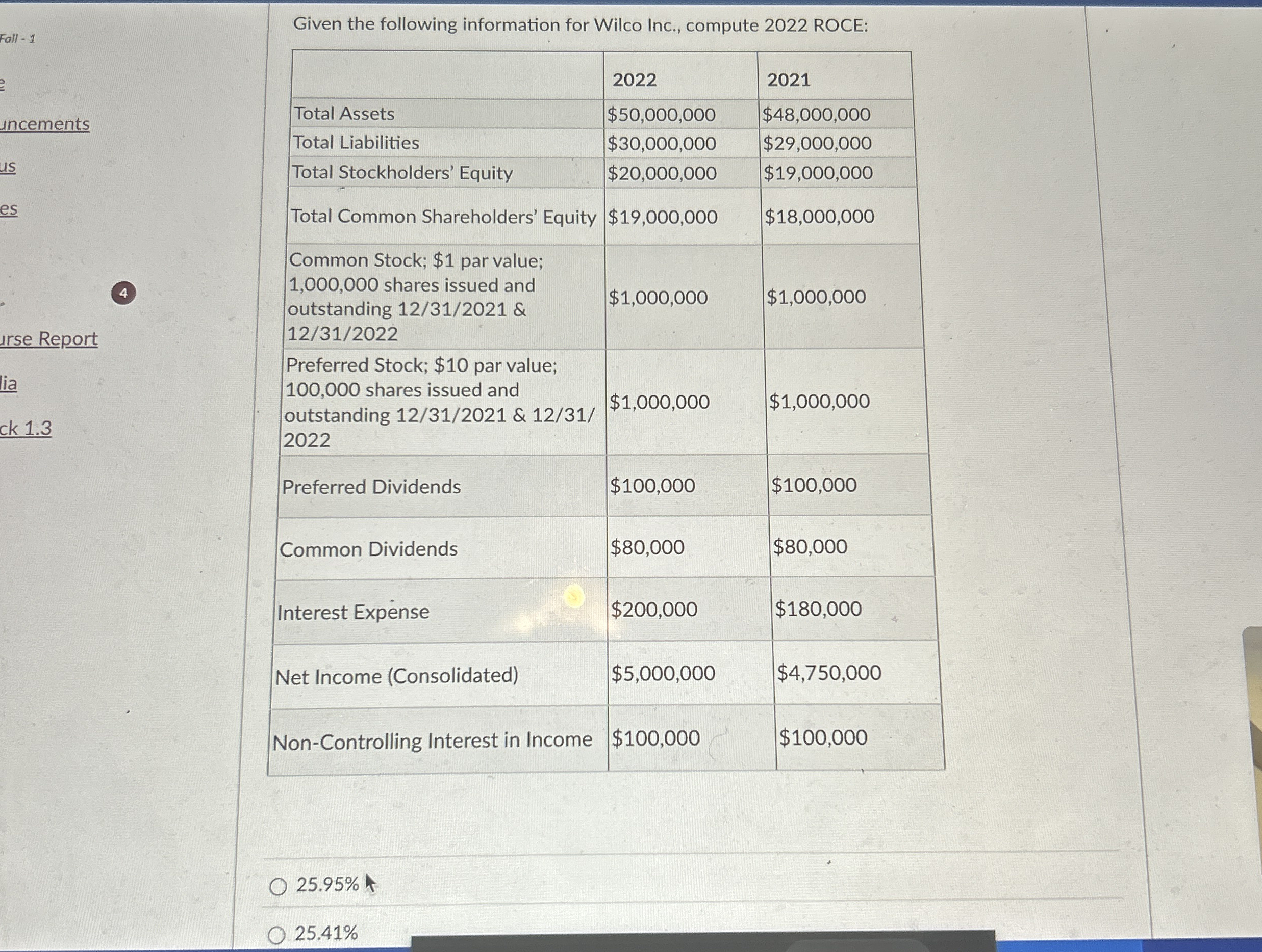 Given the following information for Wilco Inc.,