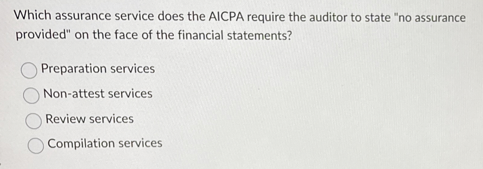 Which assurance service does the AICPA require