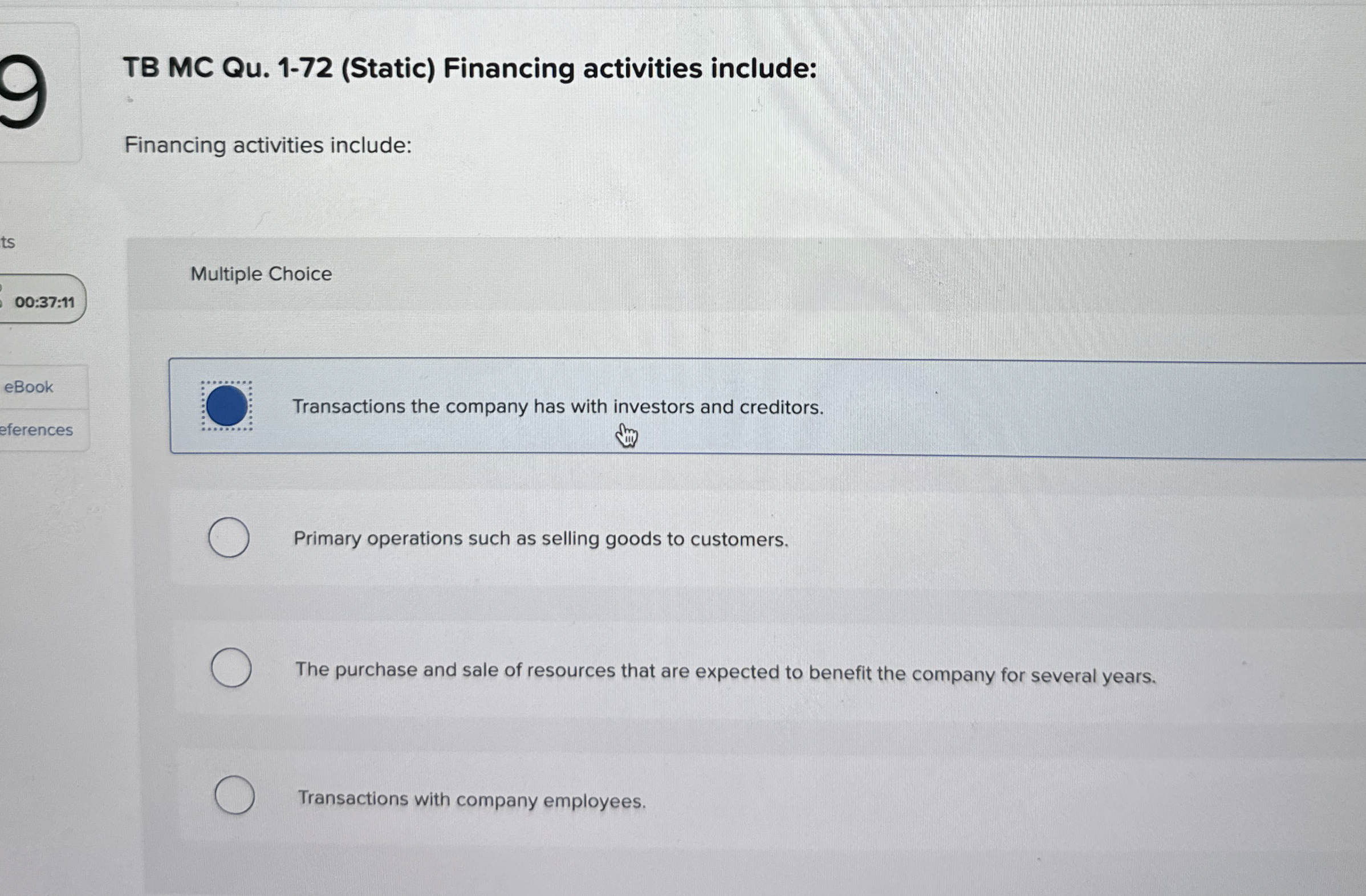 TB MC Qu . 1 - 7 2 ( Static ) Financing