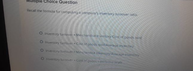 Recall the formula for computing a company's