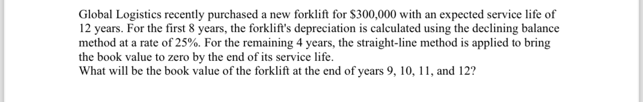 Global Logistics recently purchased a new