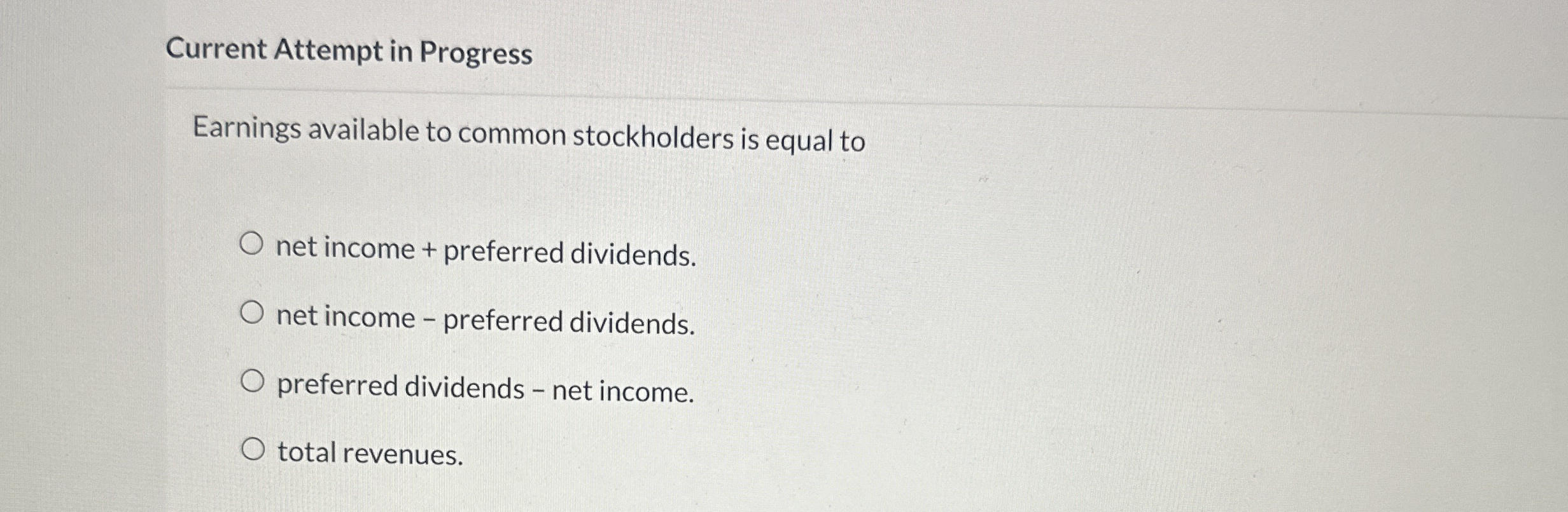 Current Attempt in Progress Earnings available to