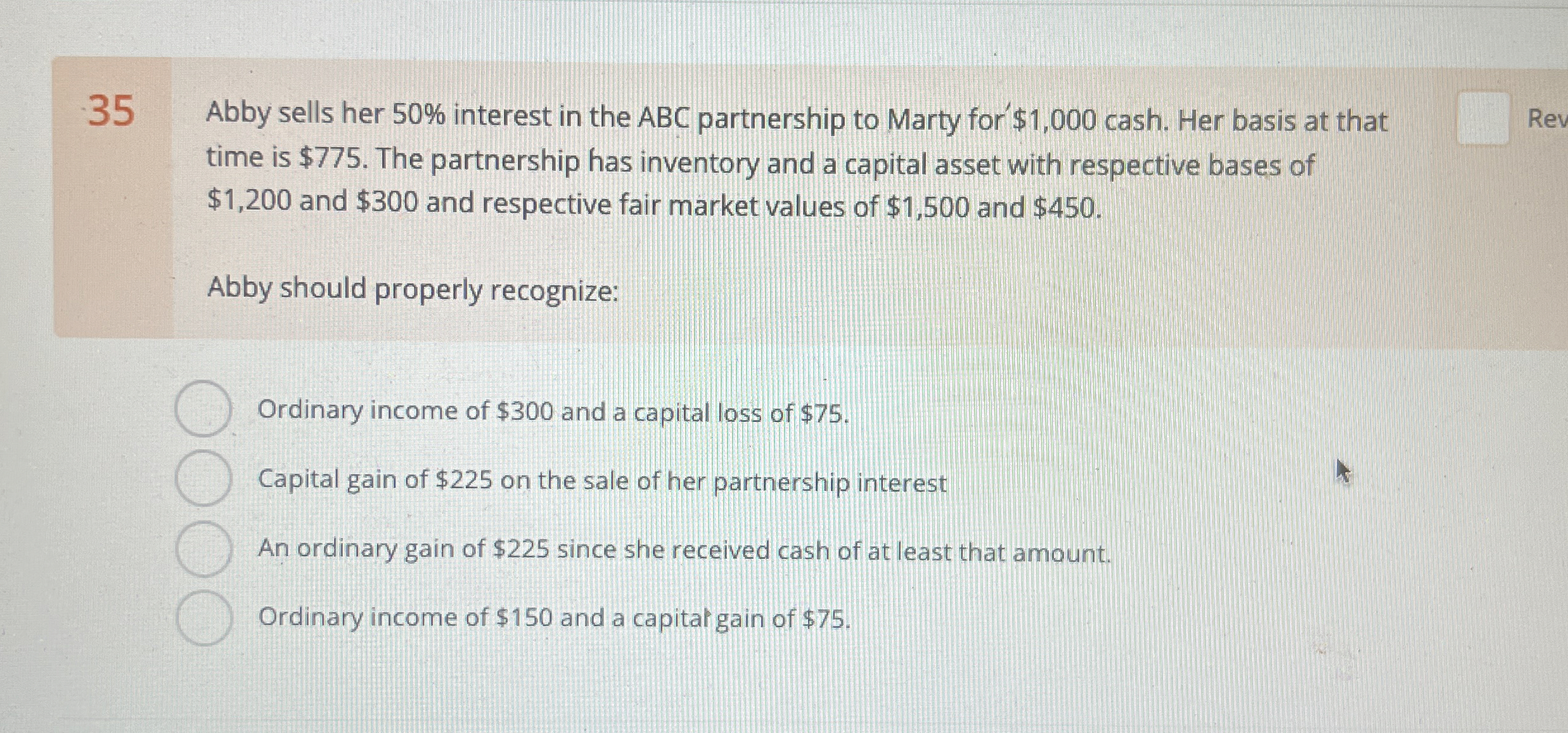 3 5 Abby sells her 5 0 % interest in the ABC