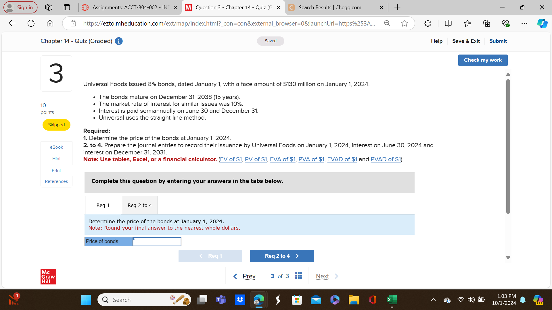 Universal Foods issued 8 % bonds, dated January 1