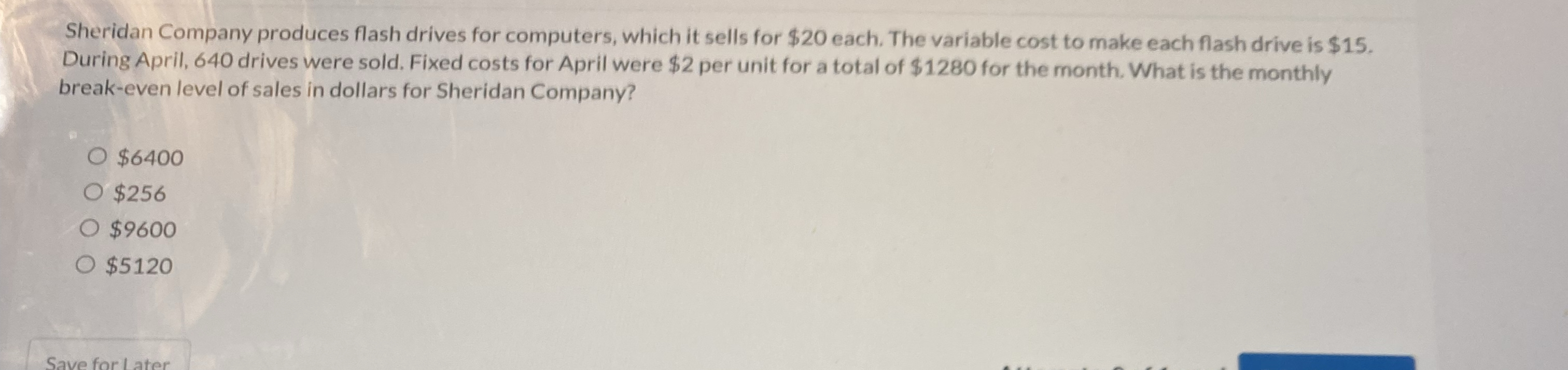 Sheridan Company produces flash drives for