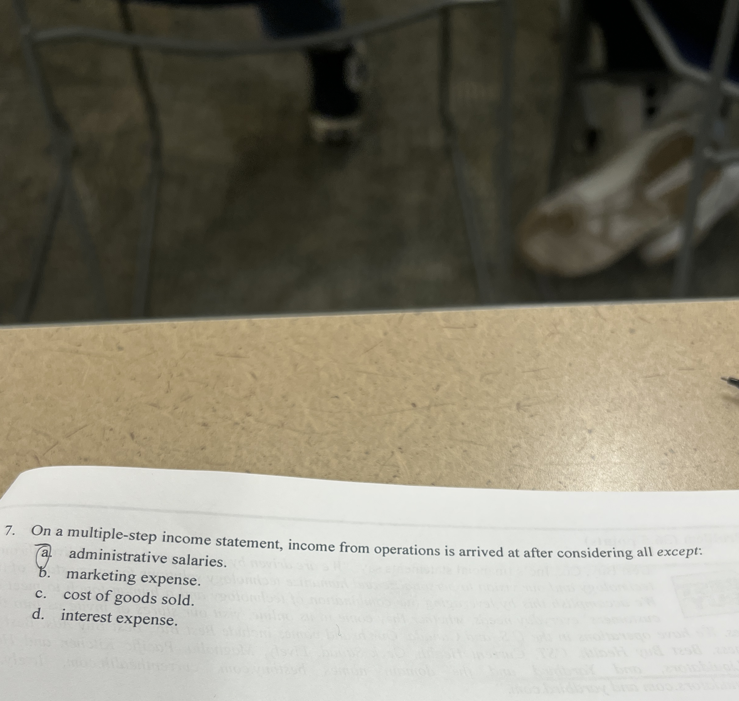 On a multiple - step income statement, income