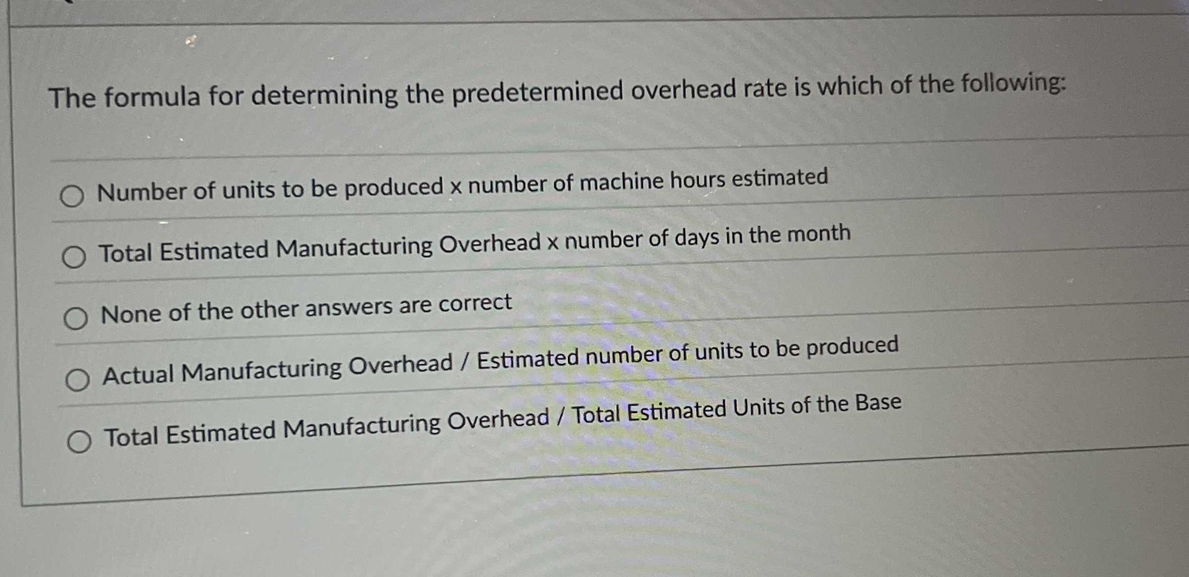 The formula for determining the predetermined