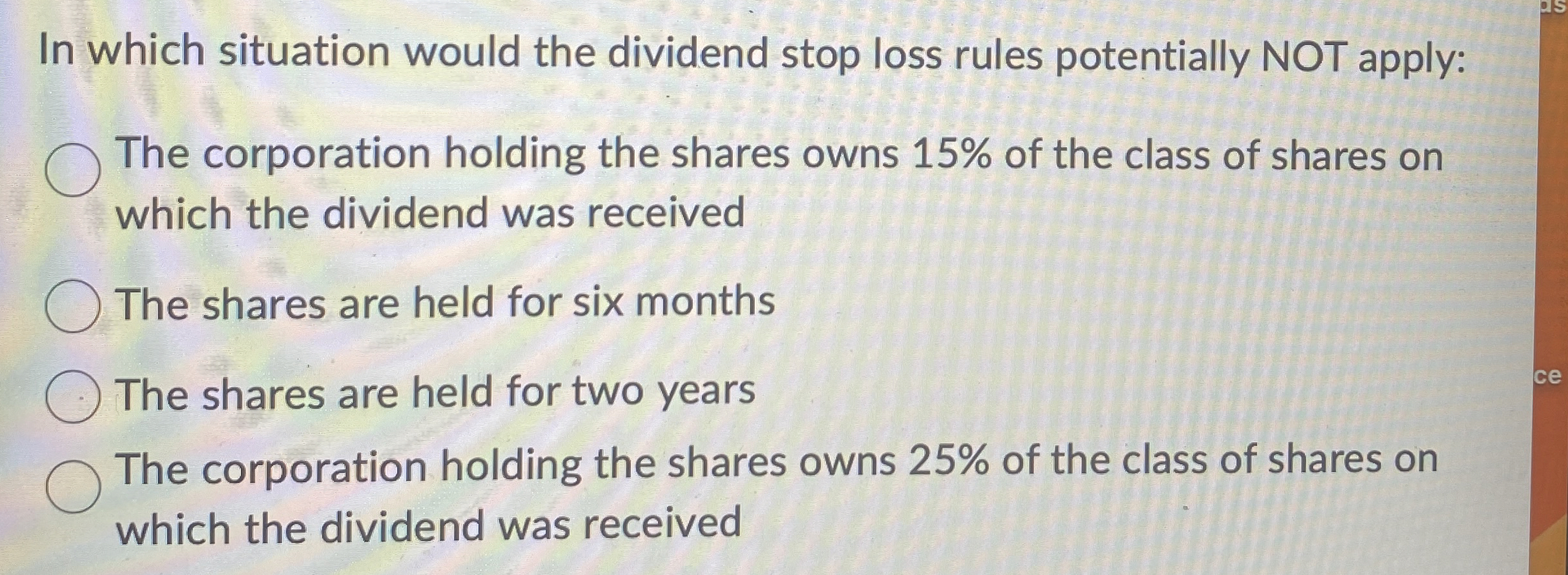 In which situation would the dividend stop loss