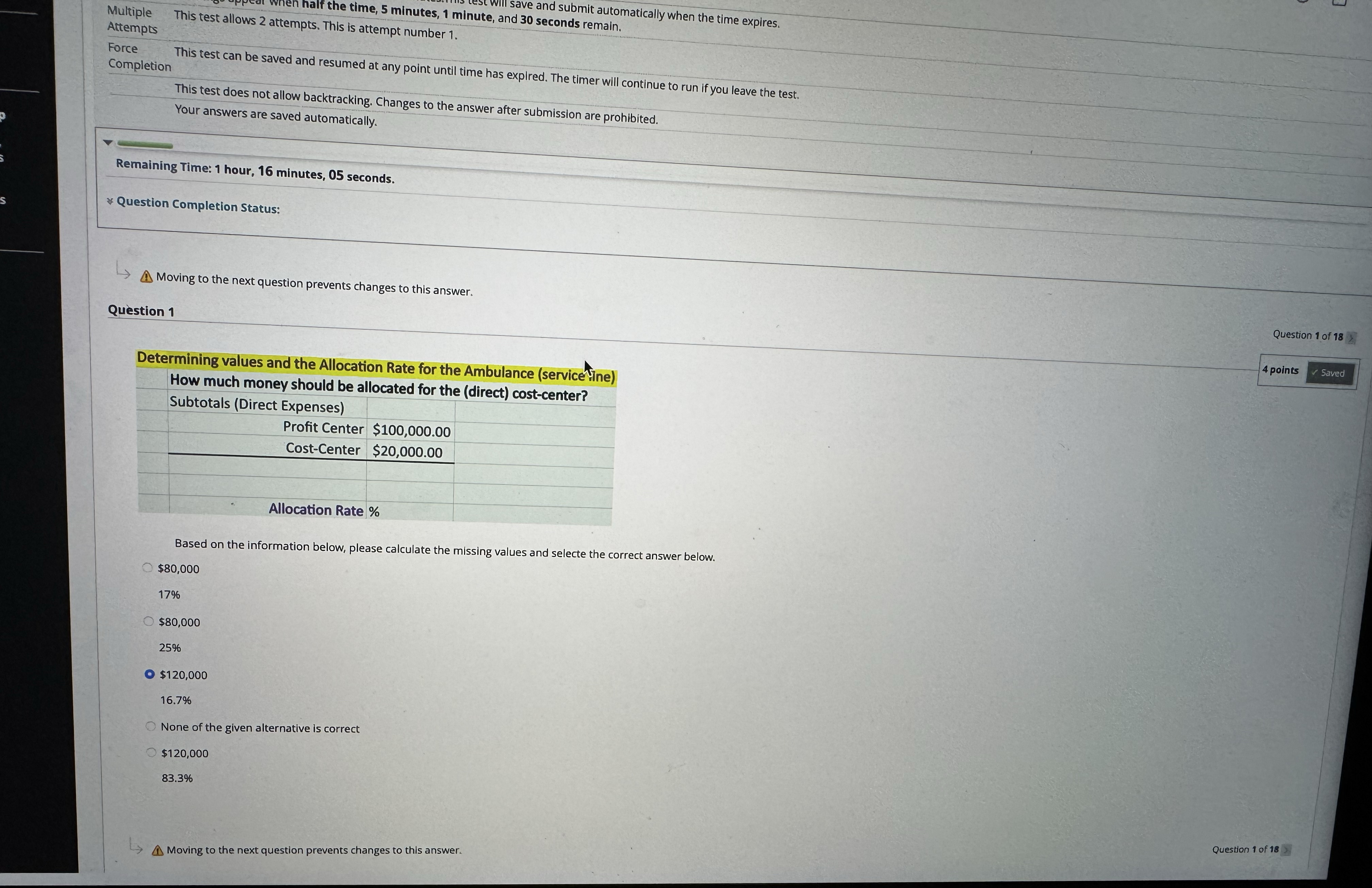 AttempDs mpt number 1 . Completion This test can