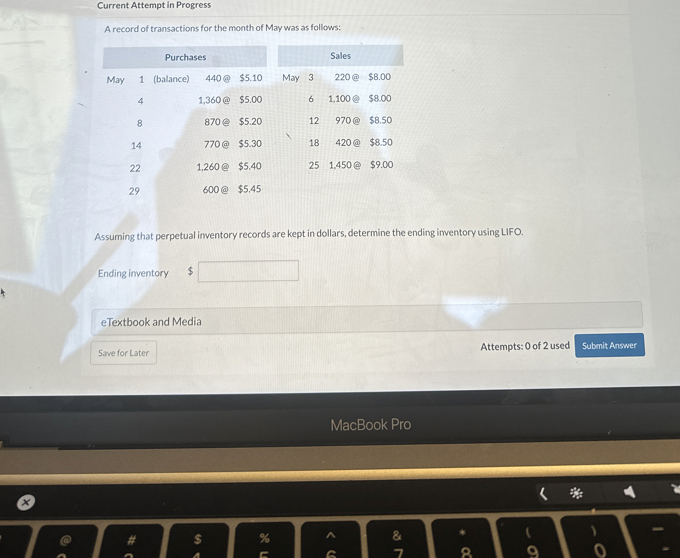 Current Attempt in Progress A record of