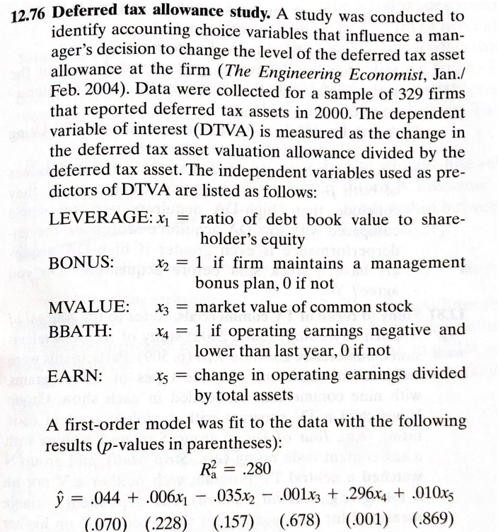 1 2 . 7 6 Deferred tax allowance study. A study