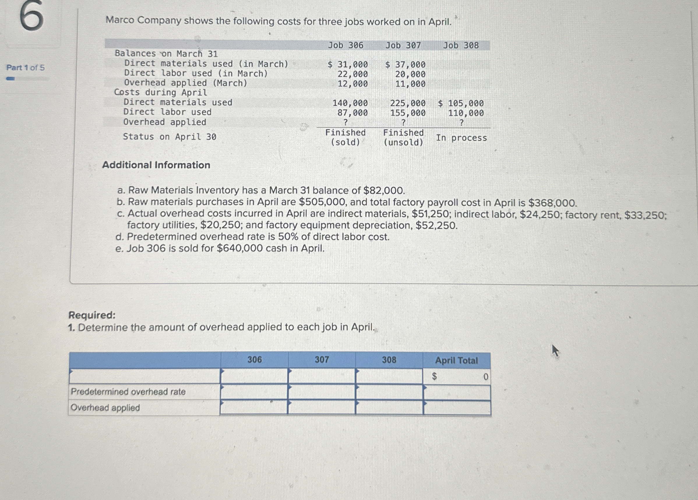 Marco Company shows the following costs for three