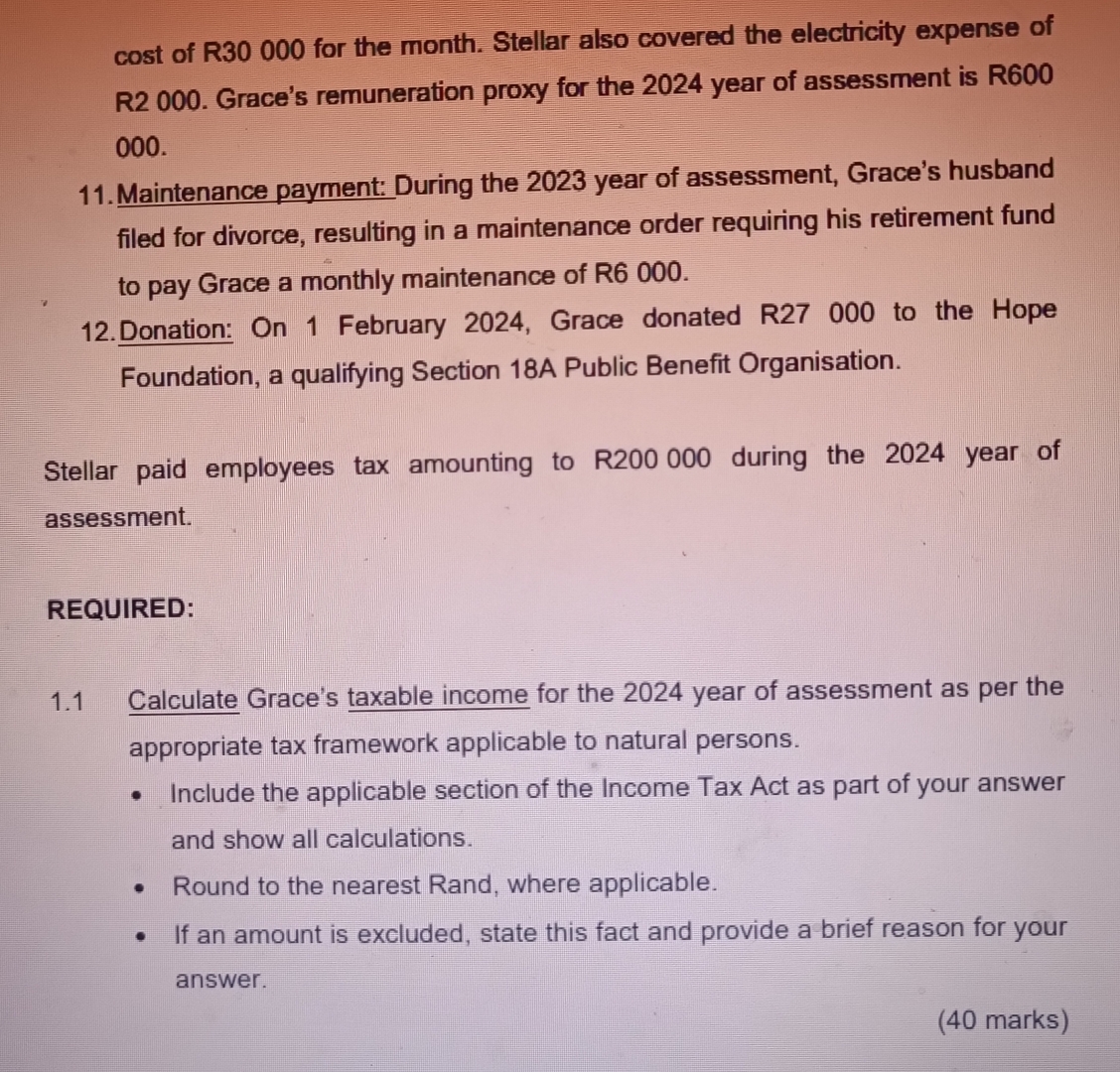 QUESTION 1 ( 6 2 marks ) Grace, a 6 4 - year -