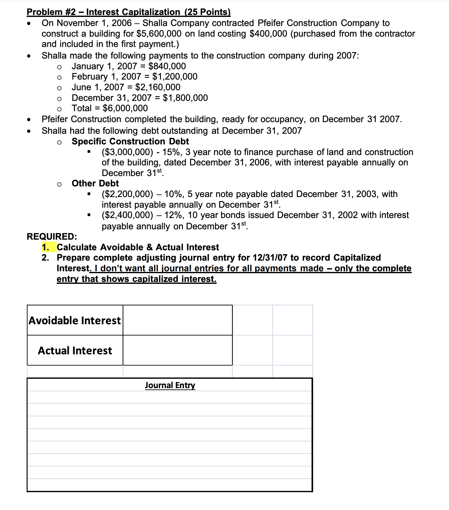 Problem # 2 - Interest Capitalization ( 2 5