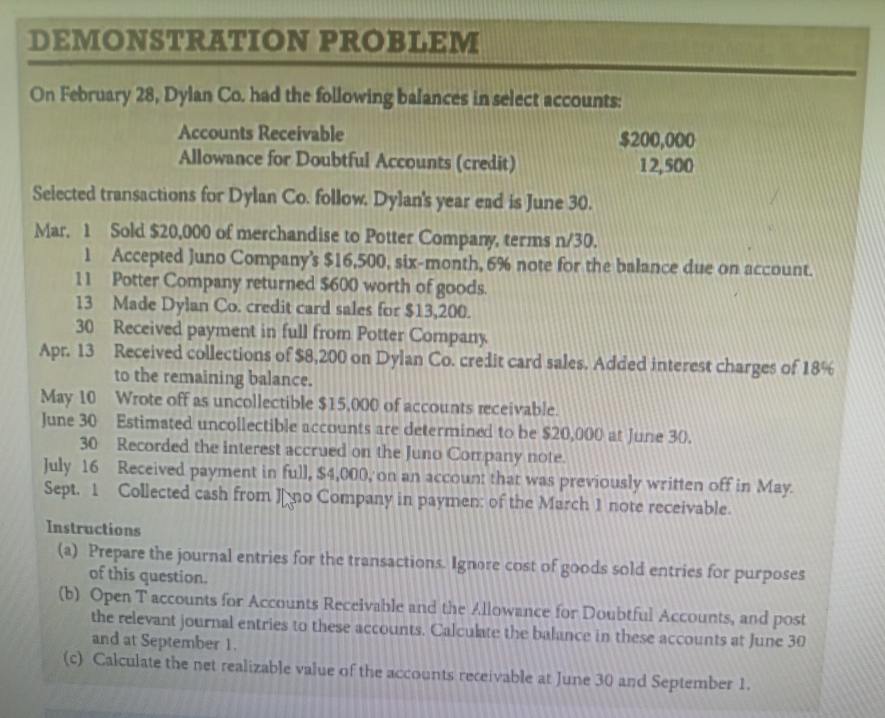 DEMONSTRATION PROBLEM On February 2 8 , Dylan Co