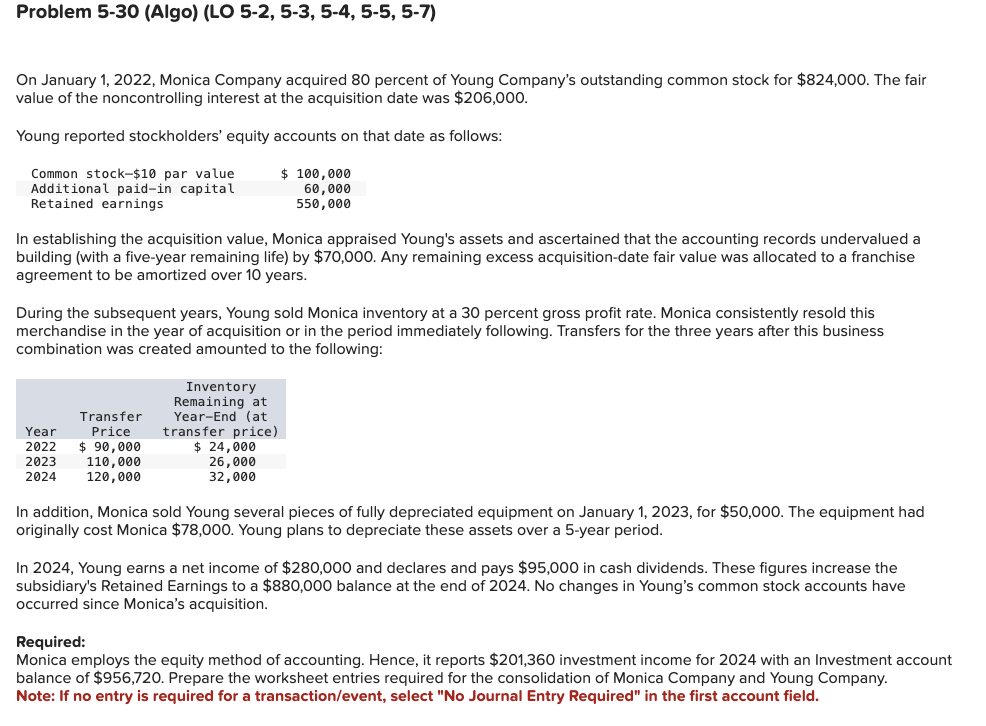 Problem 5 - 3 0 ( Algo ) ( LO 5 - 2 , 5 - 3 , 5 -