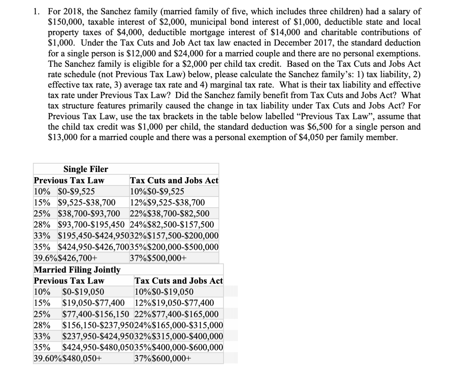 1 . For 2 0 1 8 , the Sanchez family ( married