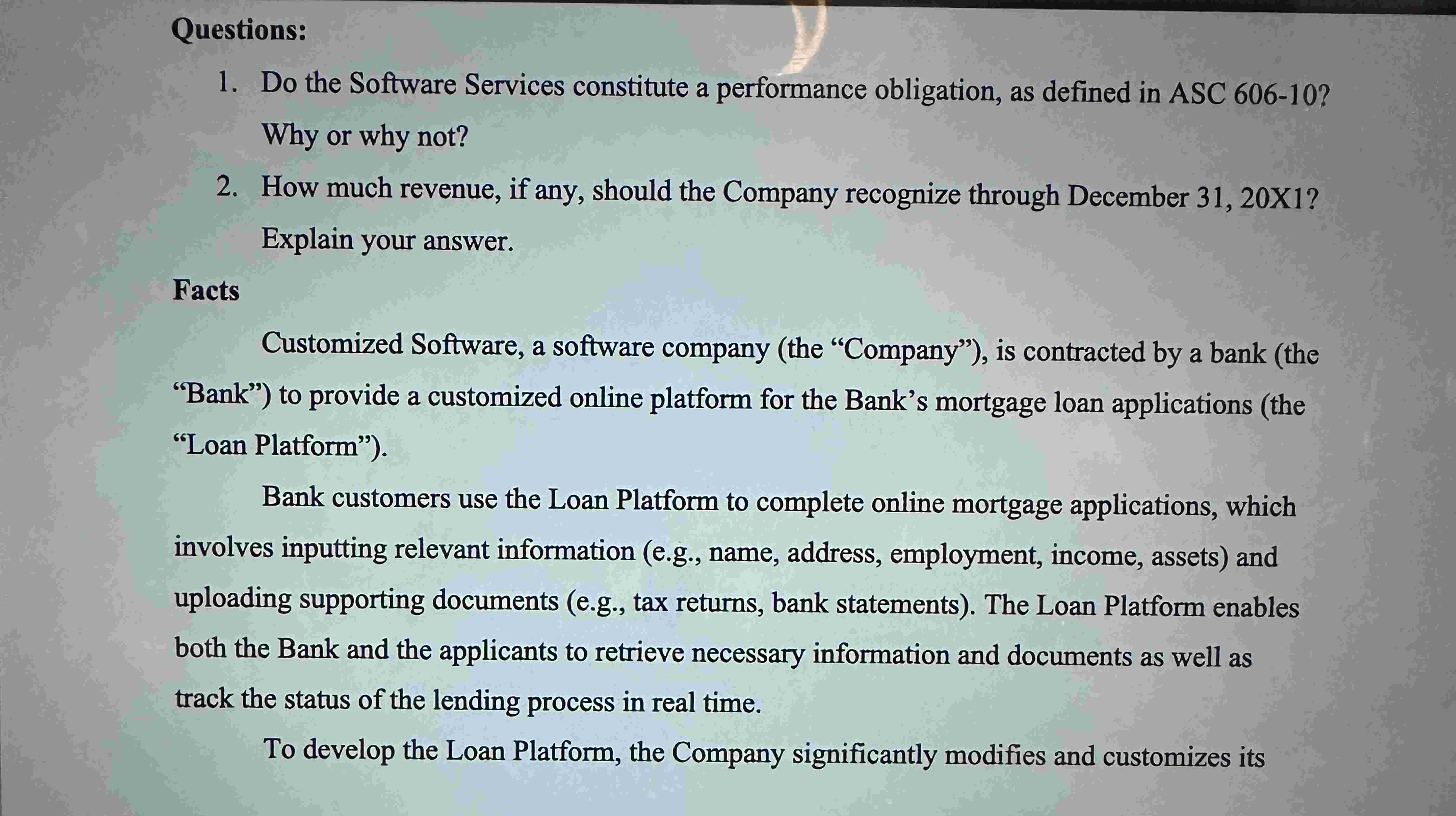 Questions: 1 . Do the Software Services