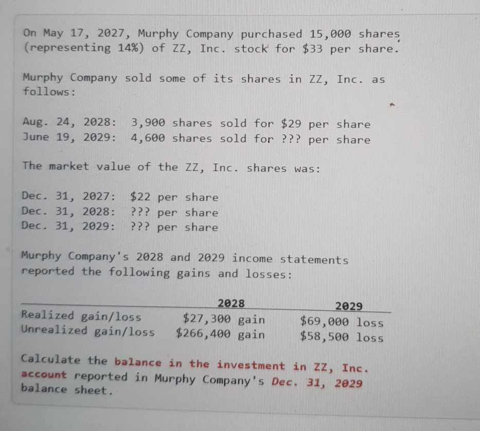 On May 1 7 , 2 0 2 7 , Murphy Company purchased 1