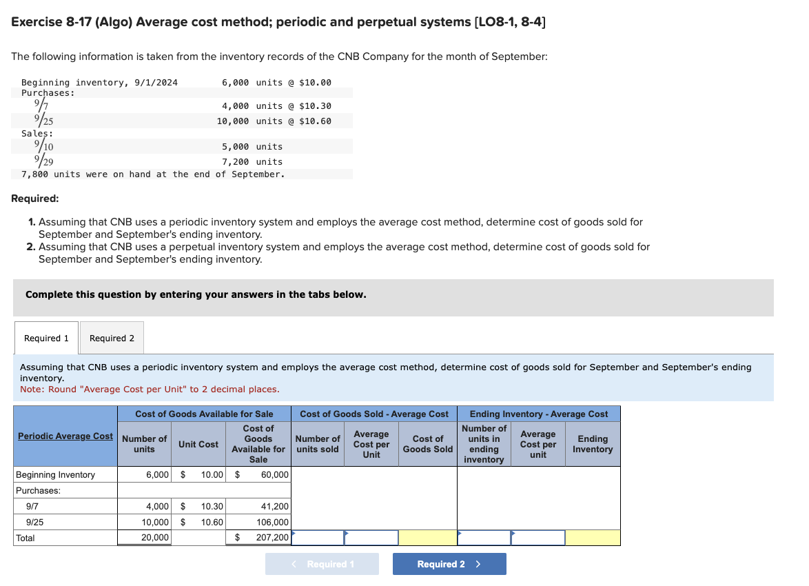 Exercise 8 - 1 7 ( Algo ) Average cost method;