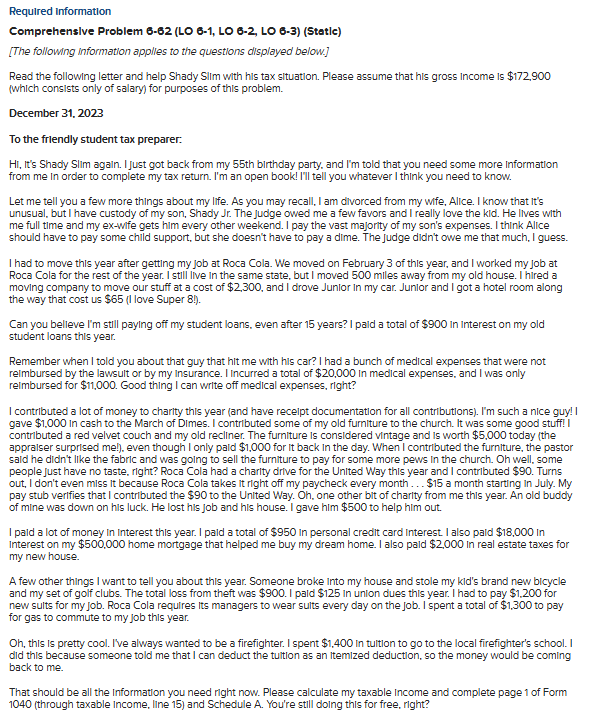 Required information Comprehensive Problem 6 - 6