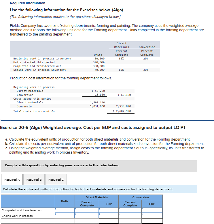 Required Information Use the following
