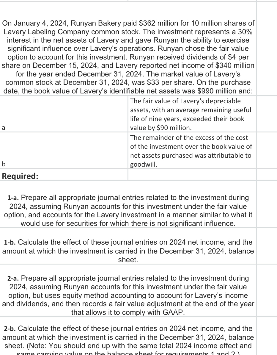 On January 4 , 2 0 2 4 , Runyan Bakery paid $ 3 6