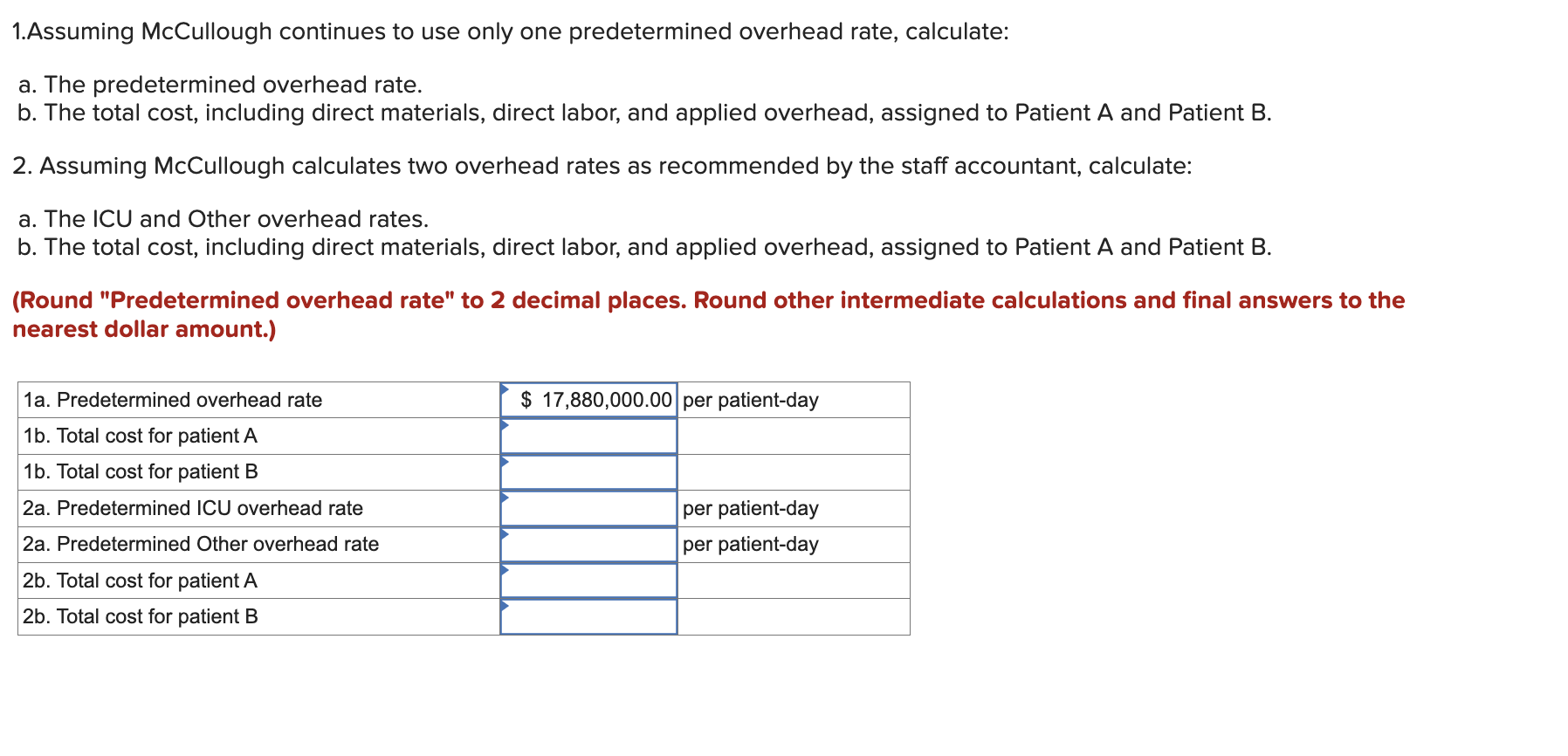 1 . Assuming McCullough continues to use only one
