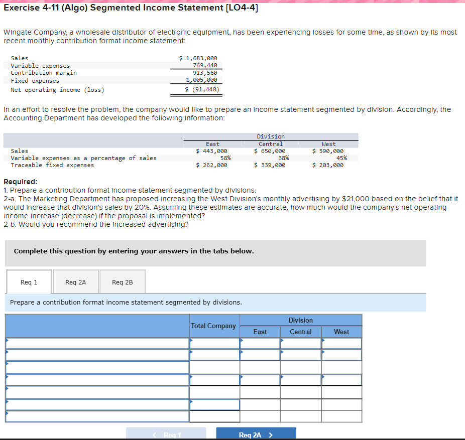 Exercise 4 - 1 1 ( Algo ) Segmented Income