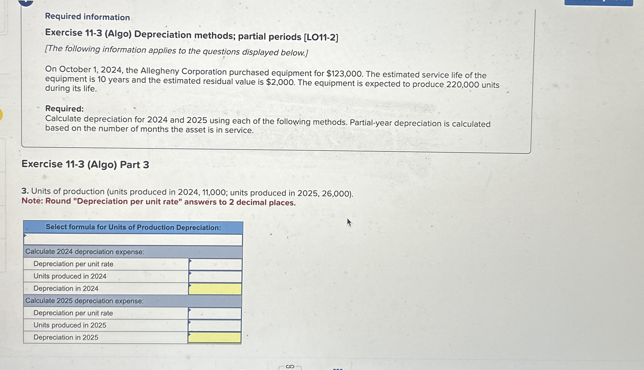Required information Exercise 1 1 - 3 ( Algo )