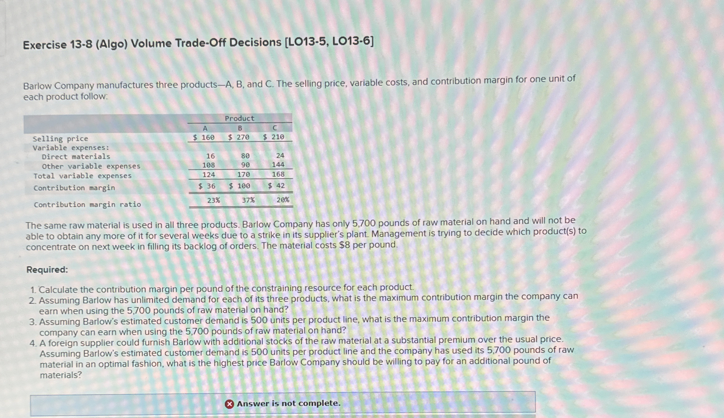 Exercise 1 3 - 8 ( Algo ) Volume Trade - Off