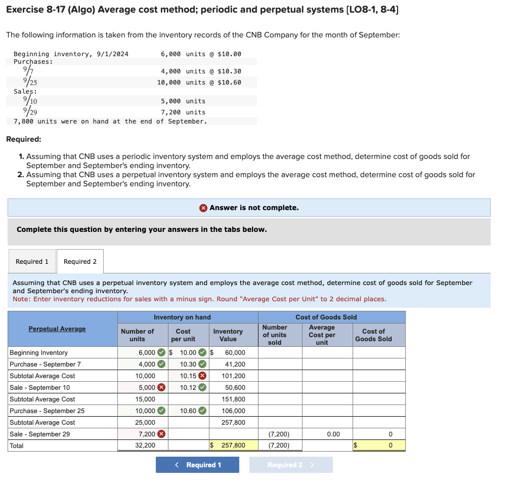 Exercise 8 - 1 7 ( A l g o ) Average cost method;