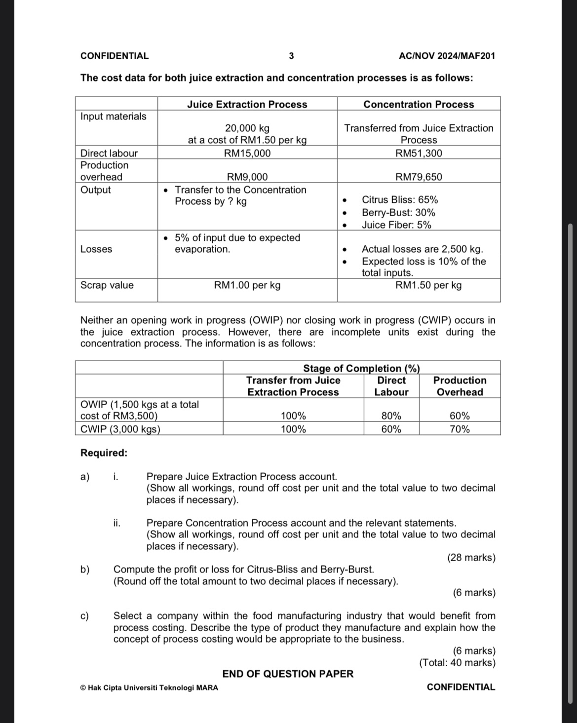 CONFIDENTIAL 2 AC / NOV 2 0 2 4 / MAF 2 0 1